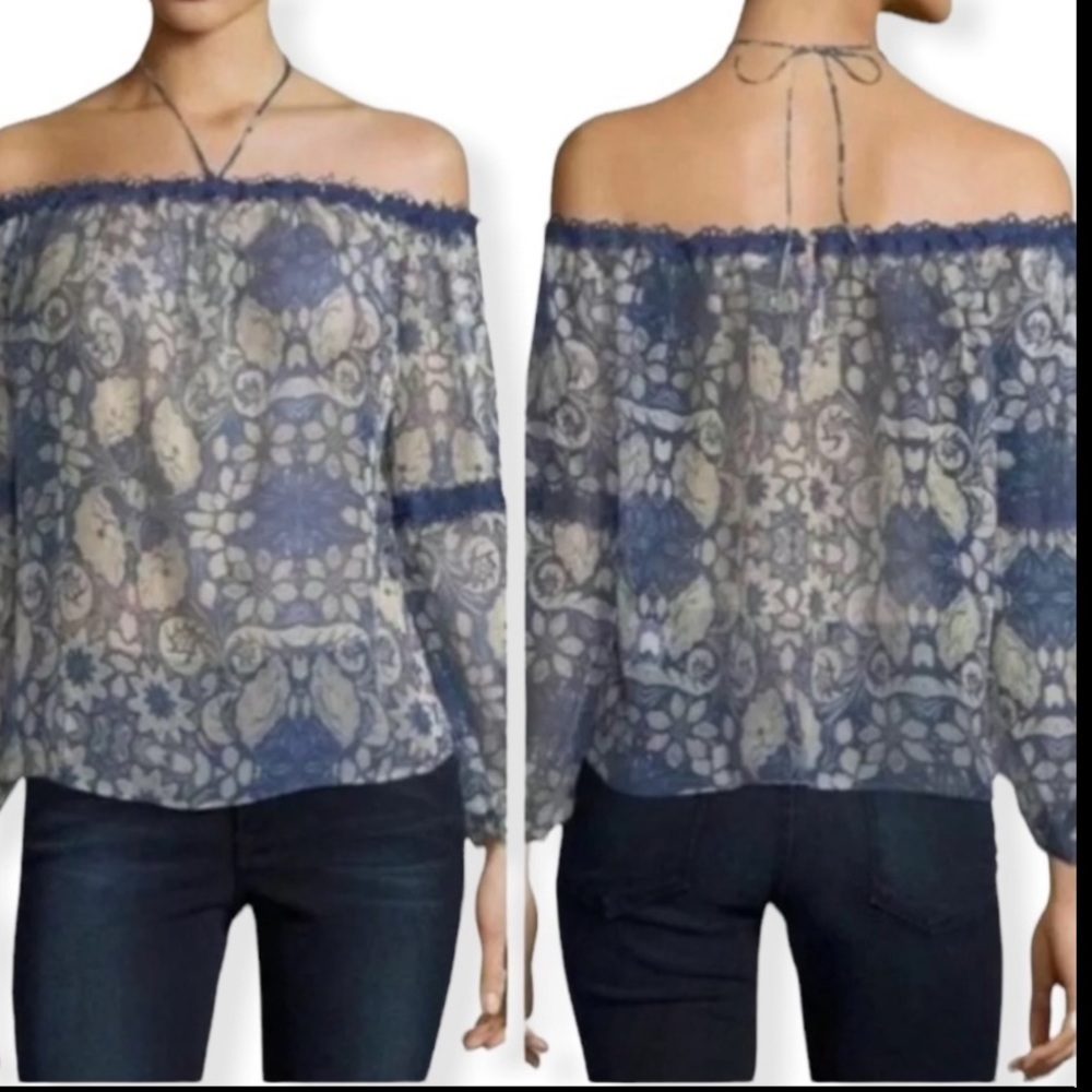 Foxiedox Sheer Boho Poet Blouse M